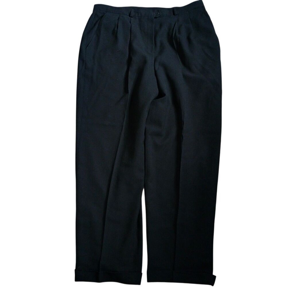 LRL Ralph Lauren Pants Women Sz 18W Black 100% Wool Academia Career 38x30